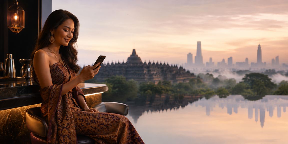 Model menggunakan perangkat mobile untuk mengakses platform casino digital