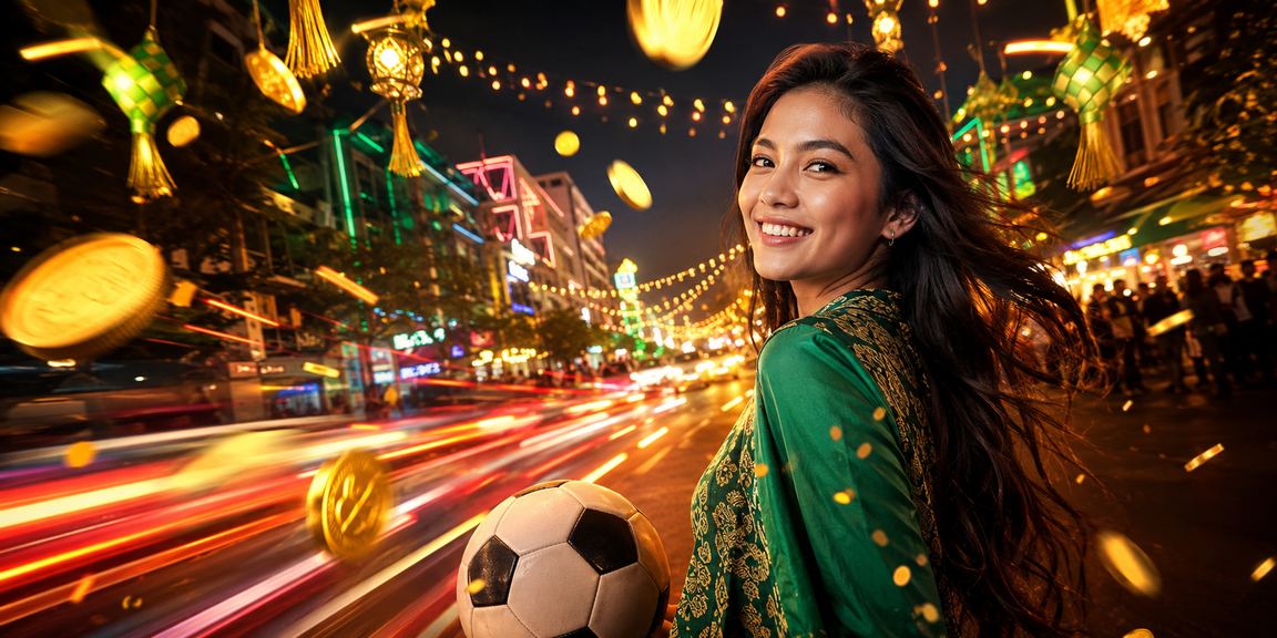 Cahaya neon lapangan sepak bola yang semarak malam hari untuk taruhan bola