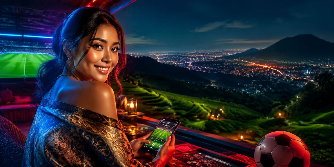 Tampilan neon cerah yang mencerminkan antusiasme taruhan olahraga malam hari